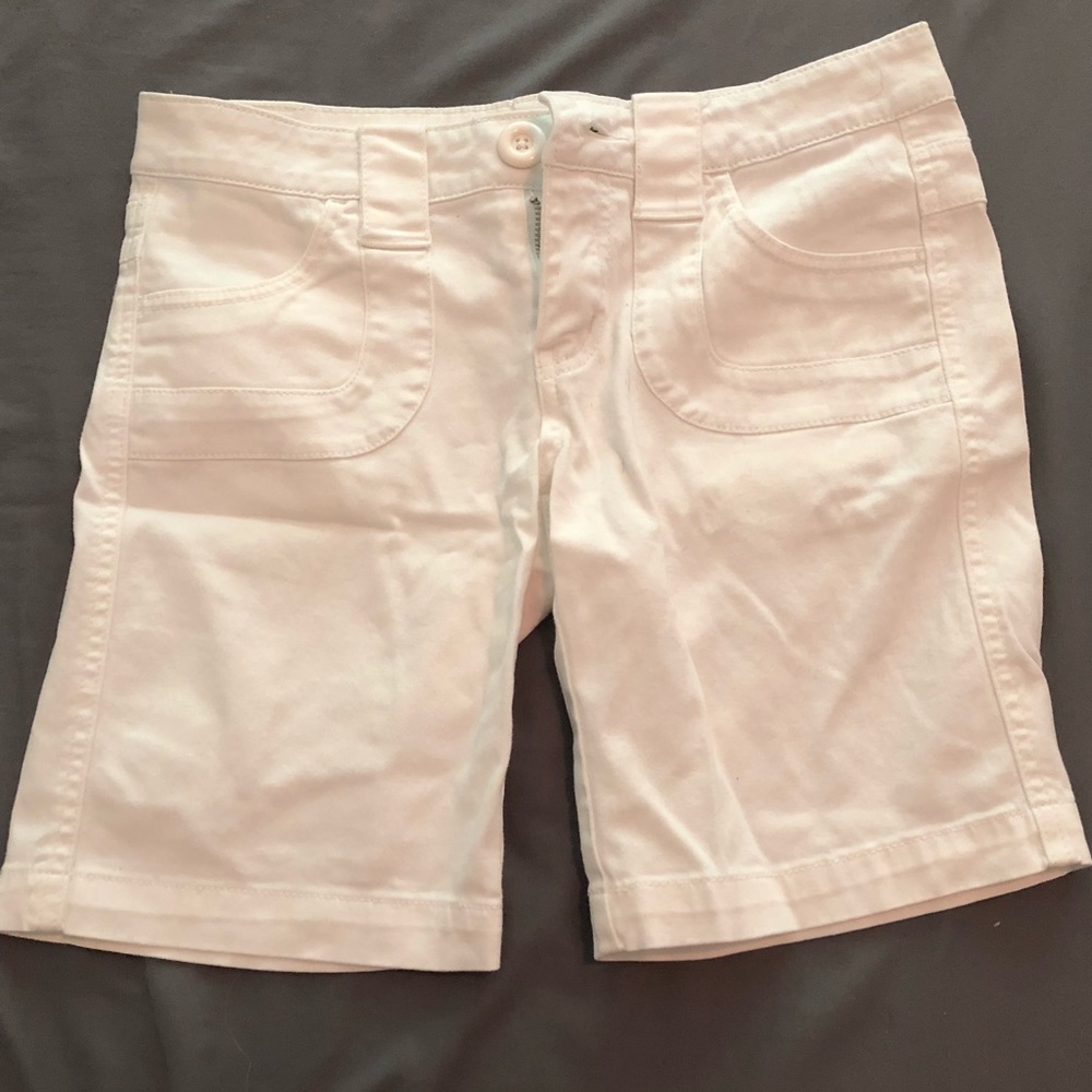 White mid thigh shorts